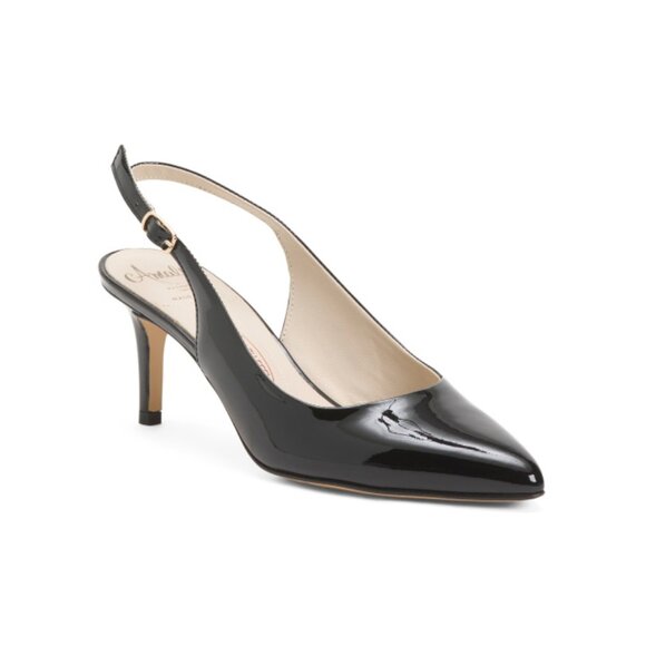 AMALFI Black Made In Italy Patent Leather Pacha Slingback Heels - Picture 1 of 2
